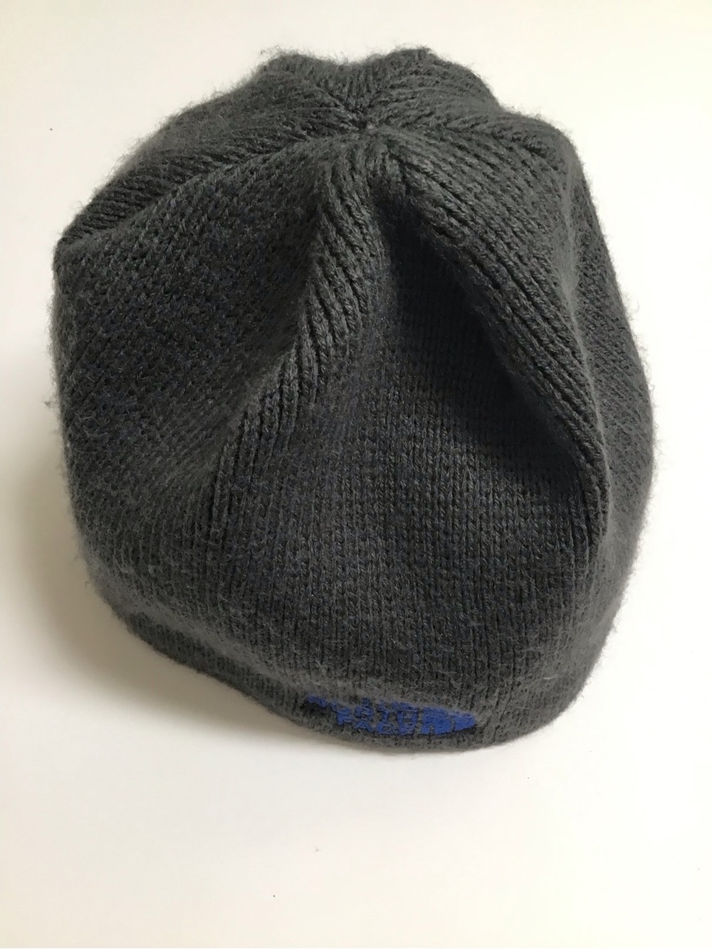 The North Face Beanie Hat Youth/Junior Medium Gray Cobalt Blue Logo Fleece Liner - Picture 7 of 15